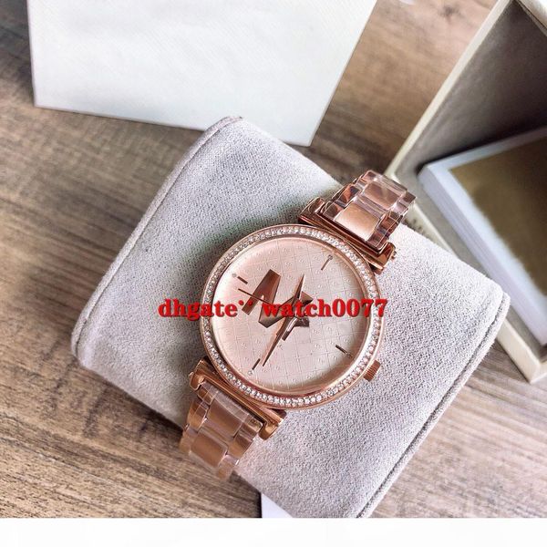 

new mk4335 rose gold crystal steel analog women's watch 4335, Slivery;brown
