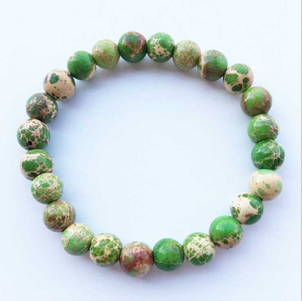 

fashion new charm beaded elastic bracelet fine green king stone for men's vintage jewelry accessories, Golden;silver