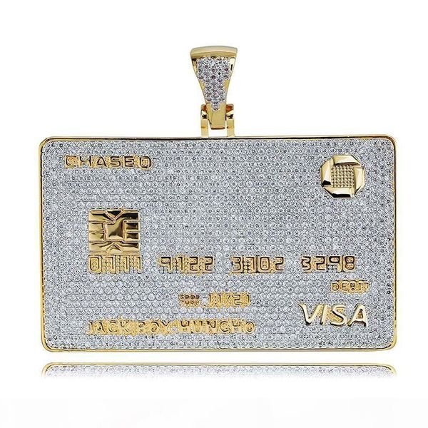 

2019 europe and america visa vip card shape personality hip hop necklace with zircon pendant necklace wholesale, Silver