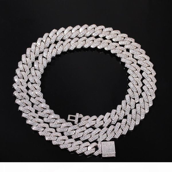 

13мм iced out кубинский цепи ожерелье мужская хип-хоп ожерелье для мужчин 18inch золото серебро, Silver