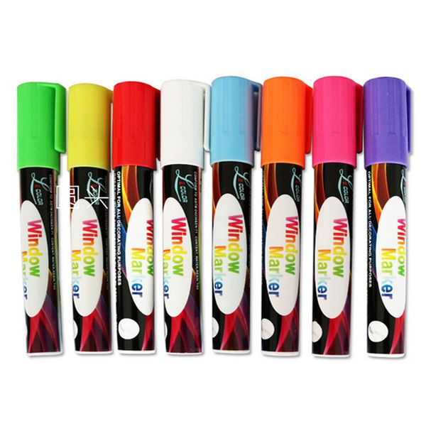 

8 colors led electronic board highlighter blackboard glass window menu liquid chalk fluorescent pen, Black;red