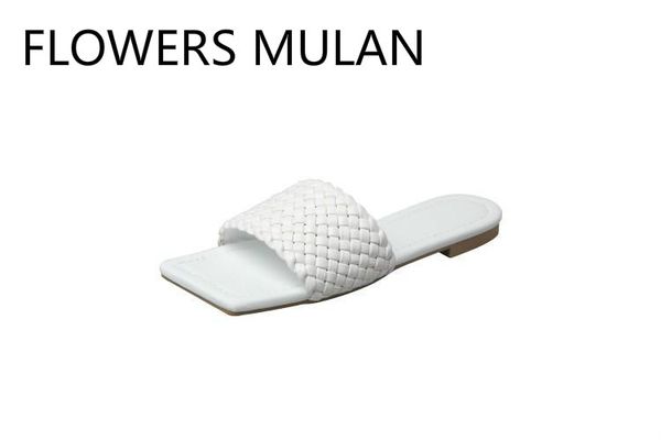

chic weaven upper women slippers summer new 2020 square toe slip on ladies shoes womens flats zapatos de mujer mules shoes girl, Black