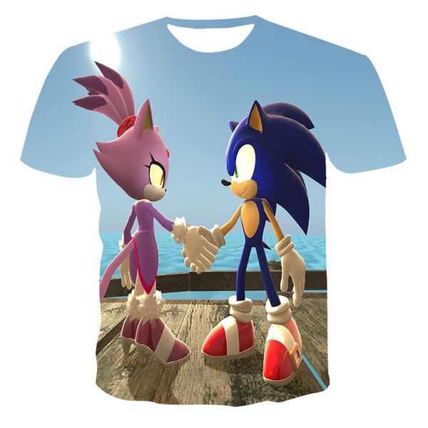 

boys cartoon sonic hedgehog blue men baby 3d print shirts harajuku kawaii hippie men clothing