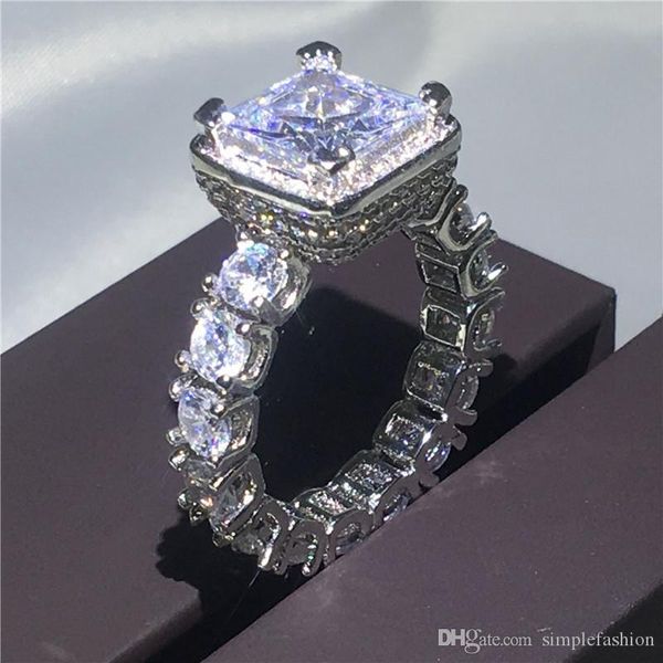 

2020uxury promise ring 925 sterling silver micro pave diamond cz engagement wedding band rings for women bridal jewelry gift, Slivery;golden