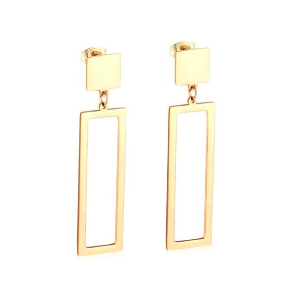 

dangle & chandelier luxukisskids korean statement square 316l stainless steel drop jewelry earrings set for women party gift gold/steel, Silver