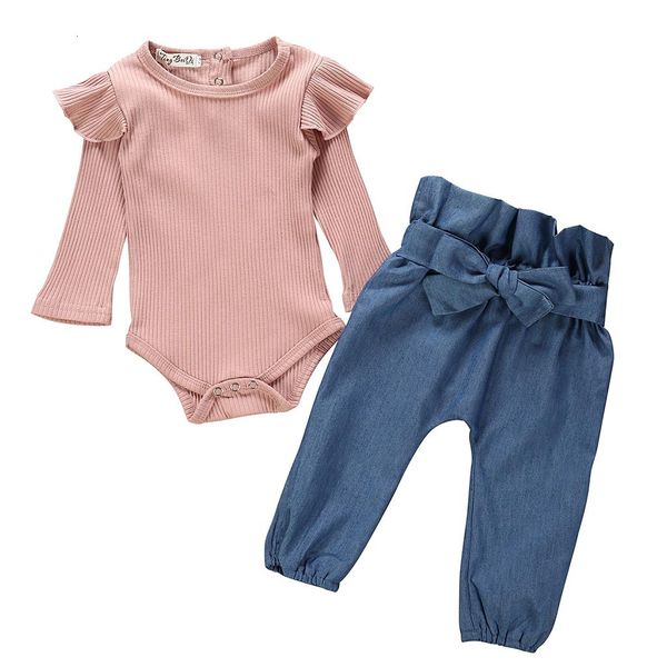 

baby girl clothes clearance autumn winter cotton soft newborn infant baby girl jumpsuit romper bowknot pants 2pcs outfits sets 2, Pink;blue