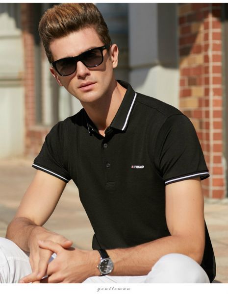 

2020 new arrival mens casual polo shirts fashion solid color mens summer polos tees streetwear clothing men t shirts, White;black