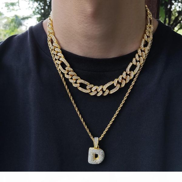 

hip hop bling chains jewelry men iced out chains rap personality alloy diamond nk3: 1 figaro cuban link necklace bracelet, Silver