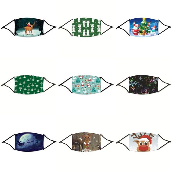 

4-layer designer cotton cloth christmas mask dustproof sunscreen christmas mask summer hanging ears adjustable washable outdoor travel xd#72, Black