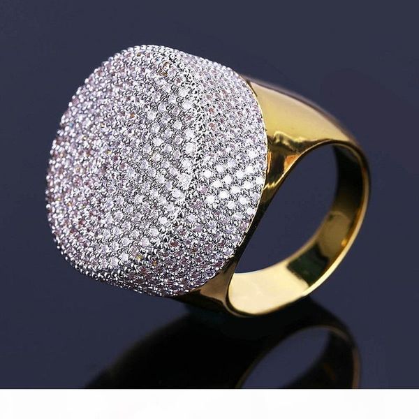 

mens hip hop золотые кольца ювелирные изделия мода iced out кольца высокое качество драгоценных камней симуляторы алмазные кольца для мужчин, Golden;silver