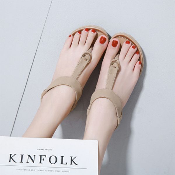 

woman elastic band sandals ladies casual flats women's comfortable footwear female flip flop women beach shoes summer plus size, Black