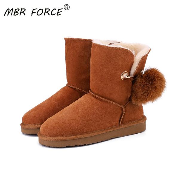 

mbr force new fashion australia quality genuine leather snow boots for women winter boots women warm female shoes black