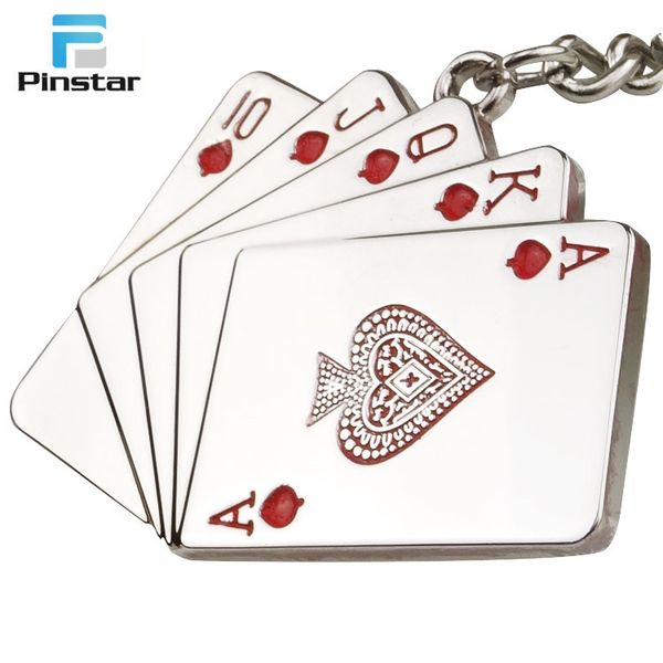 

manufacturer customized red peach poker metal key chains in china, Silver