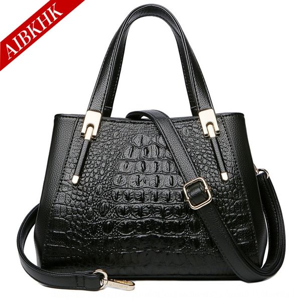 

d8806 fan casual women's crocodile shoulder pattern portable shoulder double bag middle-aged mother bag ukqmh