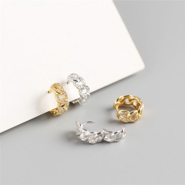 

AprilGrass Brand Designer 925 Sterling Silver Fashion Chain Design with CZ Stud Earrings for Women Fashion Designer Women Simple Jewelry