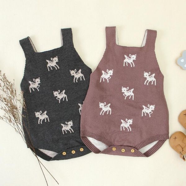 

new arrival baby deer pattern knit sling romper, Blue
