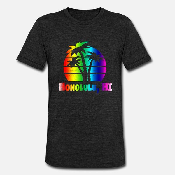 

honolulu hawaii rainbow apparel t shirt men customize cotton round neck gents graphic fashion summer vintage shirt