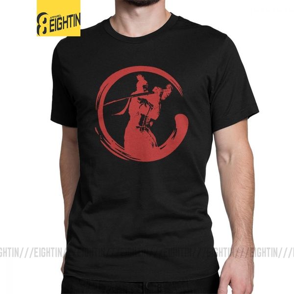 

men sekiro shadows die twice enso silhouette t shirt wolf souls samurai game japanese cotton short sleeve tees plus size t-shirt