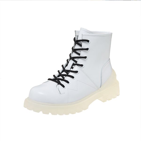 

Women's Boots Martin Boots Genuine Leather Boots White Translucent Bottom Slip-resistant Rubber Sole Lace-up 2 Colours Available Size 35~40