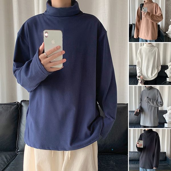 

men's sweaters legible men winter mens turtleneck loose pullover male korean solid couple colorful clothing, White;black