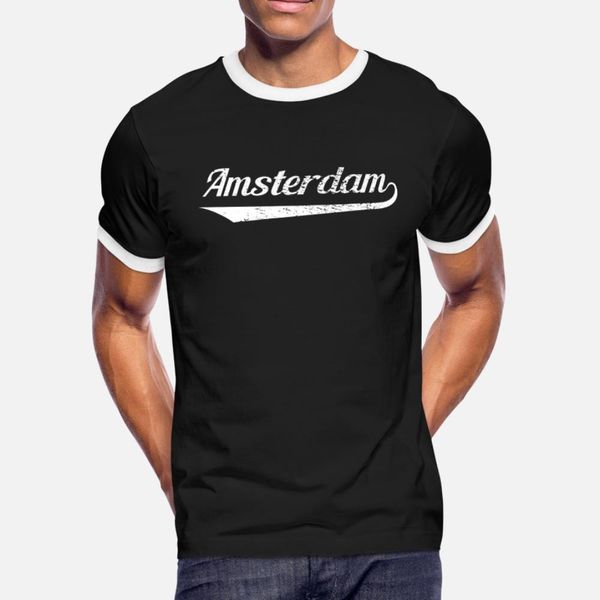 

amsterdam t shirt men character cotton round neck solid color anti-wrinkle new fashion spring autumn natural shirt