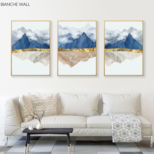 

golden line new china ink landscape scenery abstract painting canvas poster print wall art picture modern home room decoration