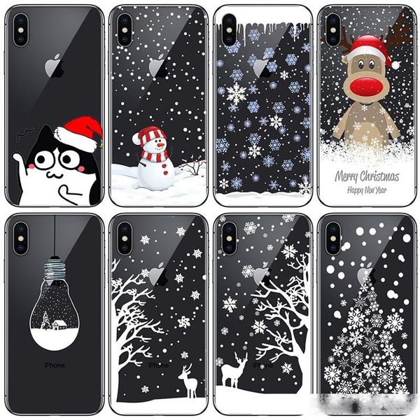 

christmas phone case for iphone x xr xs max 7 8 6s plus 5s case samsung santa claus elk xmas tree soft cover