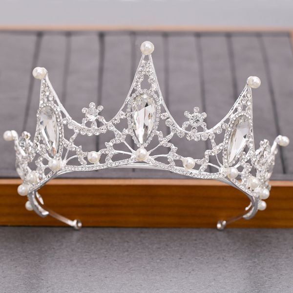 

npason silver color crystal tiaras rhinestone queen crowns wedding hair accessories crystal bridal tiara hair crown head jewelry, Golden;silver
