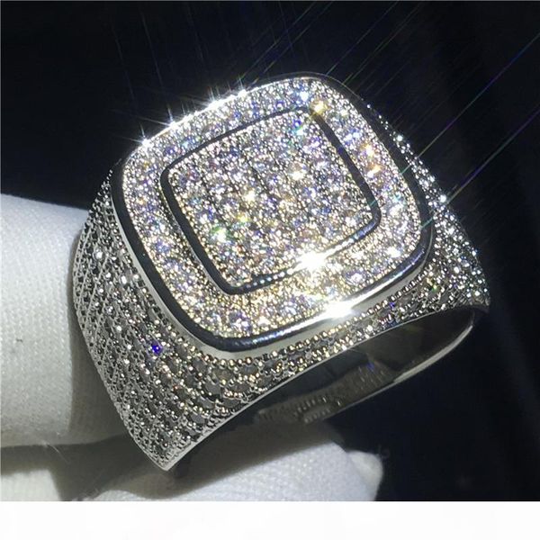 

роскошная мужская hiphop кольцо 925 серебра pave 5a cz камень себе обручальное кольцо кольца для мужчин rock party jewelry, Slivery;golden