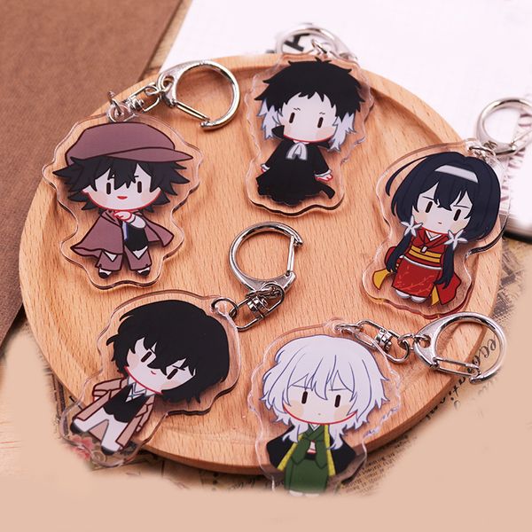 

1pcs anime nakahara chuuya cartoon bungou stray dogs acrylic keychain keyring pendant cosplay prop bag decor boy girl gift, Silver