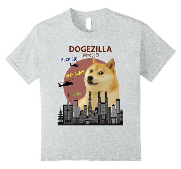 

2019 fashion 100% cotton dogezilla grey t-shirt | funny doge meme shiba inu dog tee tee shirt