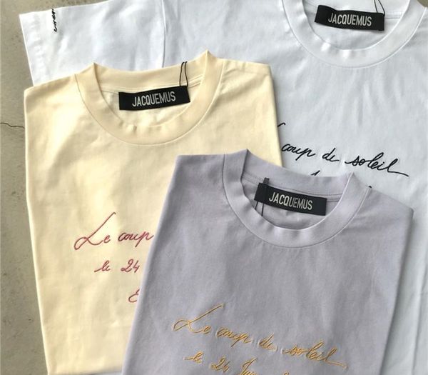 

embroidery letters jacquemus t shirt women men 1:1 casaul tees jacquemus t-shirts tshirt streetwear cy200514, White;black
