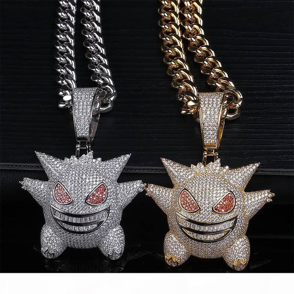 

mens hip hop necklace jewelry gold silver color full cz devil pendant necklace gifts for men women