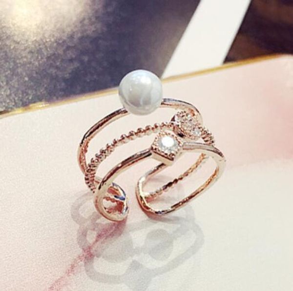 

jewelry rings for women pearl zircon setting charm band rings fashion of shipping, Silver