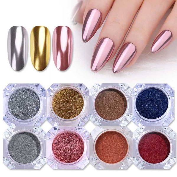 

nail glitter 1 box mirror powder dust metallic colorful metal effect n0ail art uv gel polish chrome pigment, Silver;gold