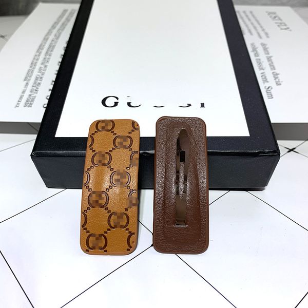 

classic fashion designer hair clips handmade leather hairpin bb clip collection item hair accessories party gift, Golden;white