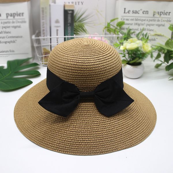 

new fashion summer sun hats women straw hat big bow beach hat casual panama girl bone, Blue;gray