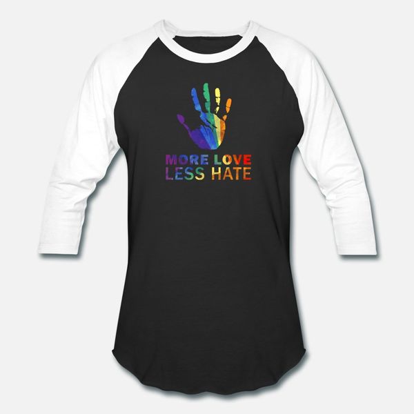 

gay pride more love less hate t shirt lgbtequality t shirt men printed cotton round collar solid color famous breathable normal shirt