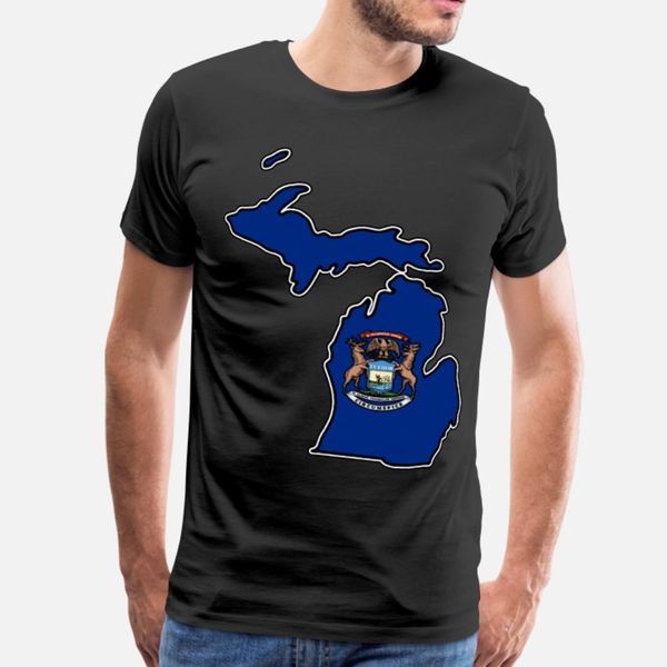 

michigan flag map t shirt men design short sleeve size s-3xl cool loose humor summer cool shirt