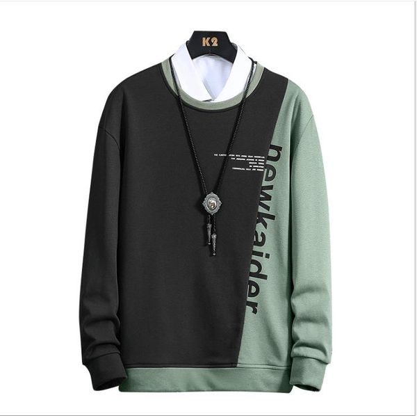 

mens designer sports loose sweatshirts fashion pullover panelled clothing letter printed crew neck mens tees casual, Black