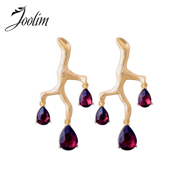 

joolim blue red water drop glass earring chandelier earring, Silver