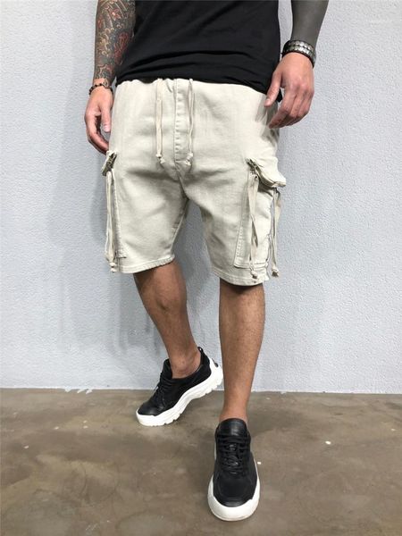 

loose mid drawstring overalls clothing fashion relaxed apparel mens summer designer short pants with pocket teenager, White;black