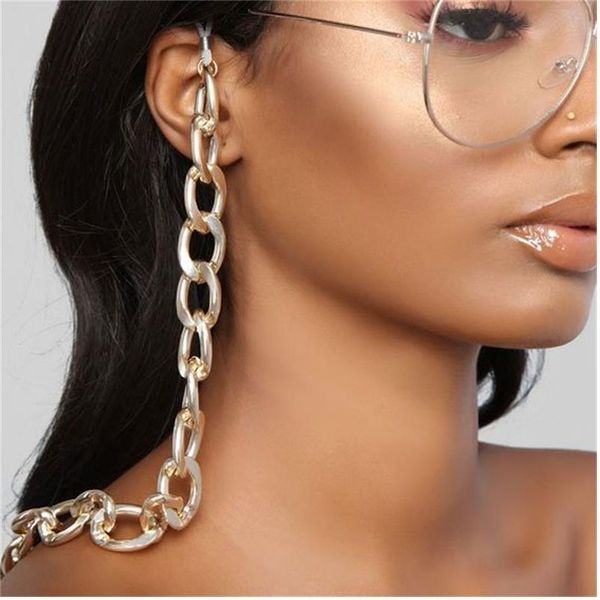 

2020 fashion imitation shellfish leopard sunglass chain women eyeglasses holder backlace style retro eyewear big chokers, Silver