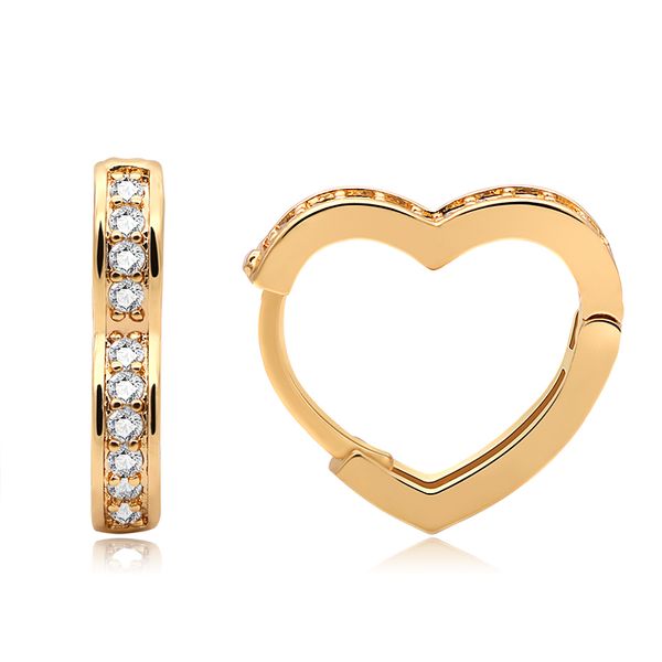 

3pairs/pack hoop white zircon heart earrings for women 's earrings for gold plated hoop jewelry wedding accessories, Golden;silver