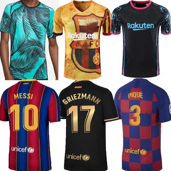 

2019 2020 2021 fc barcelona messi f.de jong soccer jerseys 19 20 21 barcelona home away griezmann o.dembele men kit jersey training suit, Black