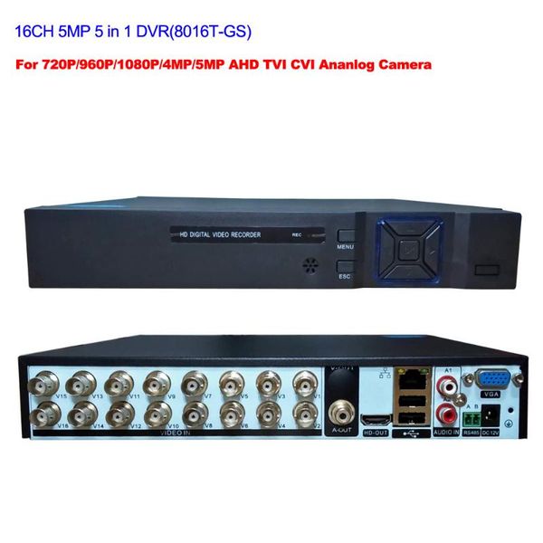 

cctv dvr 16ch 5mp 8016t-gs 5 in 1 hybrid video recorder h.265 xmeye p2p hdmi for 5mp 1080p 960p 720p ahd tvi cvi analog camera, Black;white
