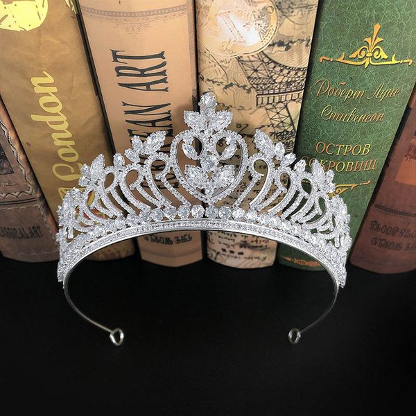 

bride wedding tiaras crown gorgeous sparkling rhinestones zircon women girls birthday party diadem bride hair accessories lb, Golden;silver