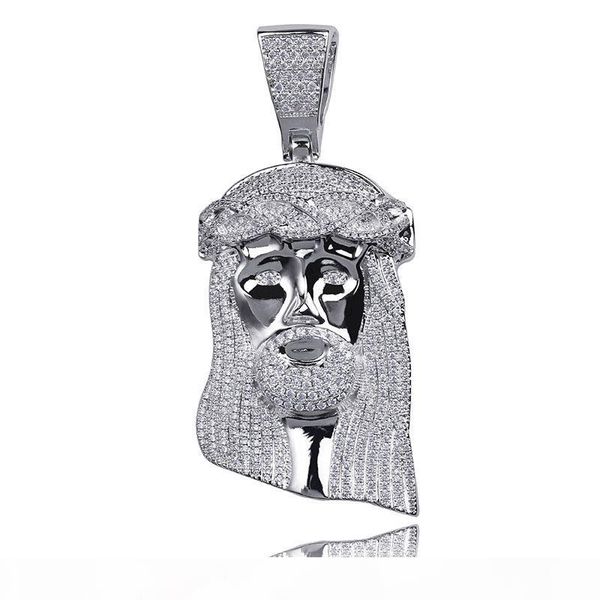 

new 5 styles fashion copper gold silver color plated iced out jesus face pendant necklace micro pave big cz stone hip hop bling jewelry