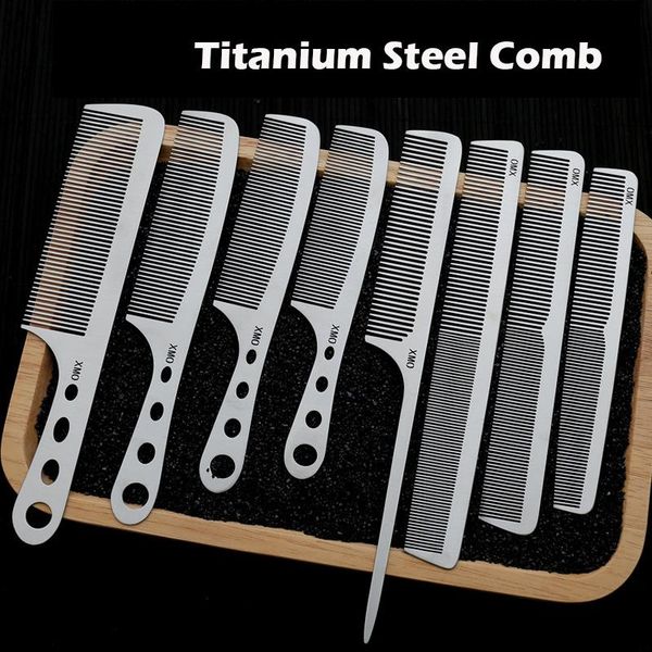 

steel brushes brainbow hair kit professional salon 8pc hairdressing comb thin ultra comb set barbers hair titanium oseee homes2011, Silver