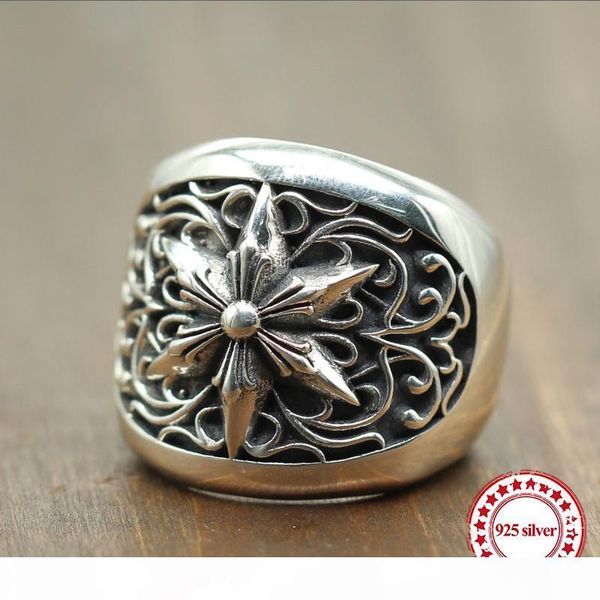 

s925 sterling silver men's ring new punk personality retro style domineering six-pointed star fashion boutique jewelry send love